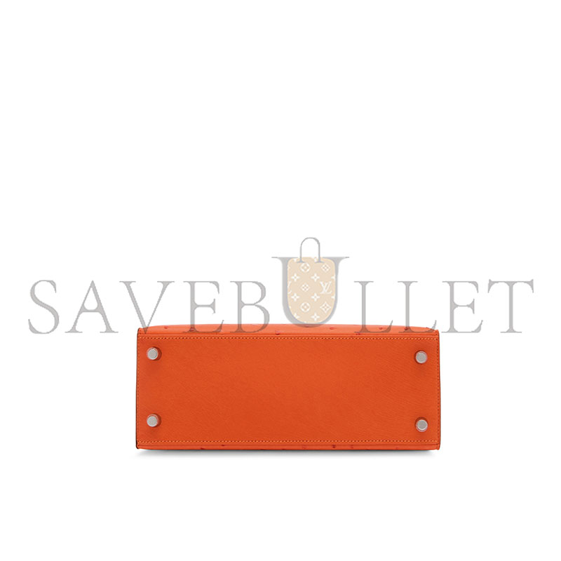 HERMÈS MASTER OSTRICH ORANGE KELLY 25 WITH PALLADIUM HARDWARE (25*17*7cm)